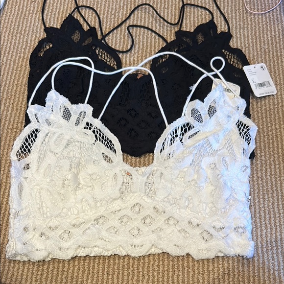 Free People Other - 208. NWT Free People Adella Black and White Lace Bralette Set